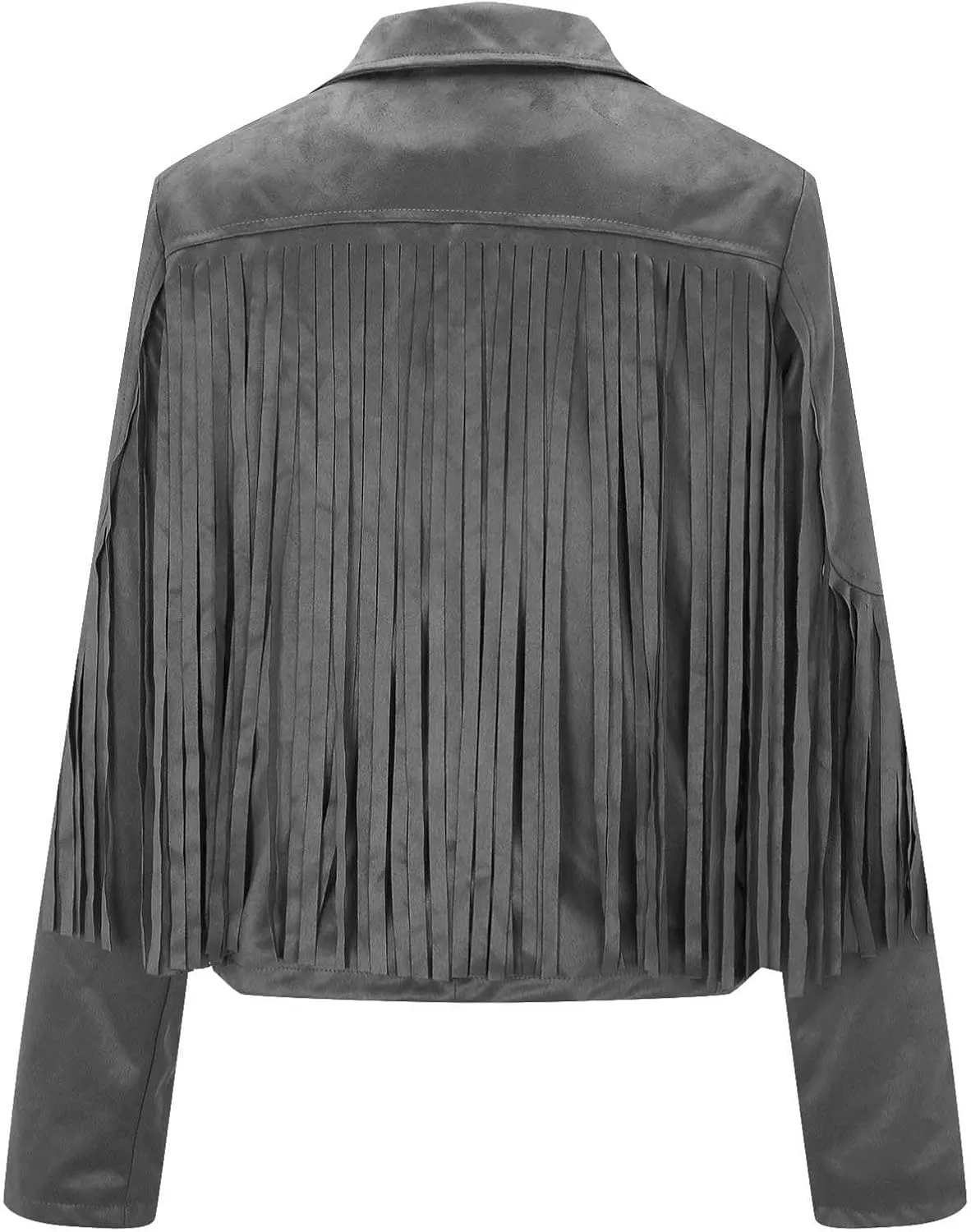 Women's Fringe Faux Suede Leather Jackets Fashion Tassel Cropped Coats Fringe Cropped Jacket Tassel Suede Moto Jacket