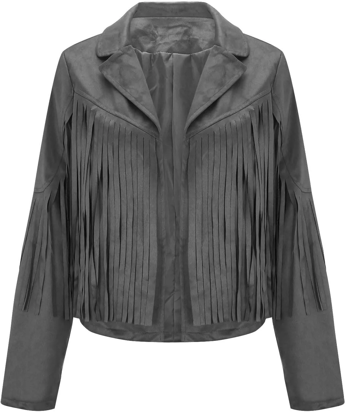 Women's Fringe Faux Suede Leather Jackets Fashion Tassel Cropped Coats Fringe Cropped Jacket Tassel Suede Moto Jacket