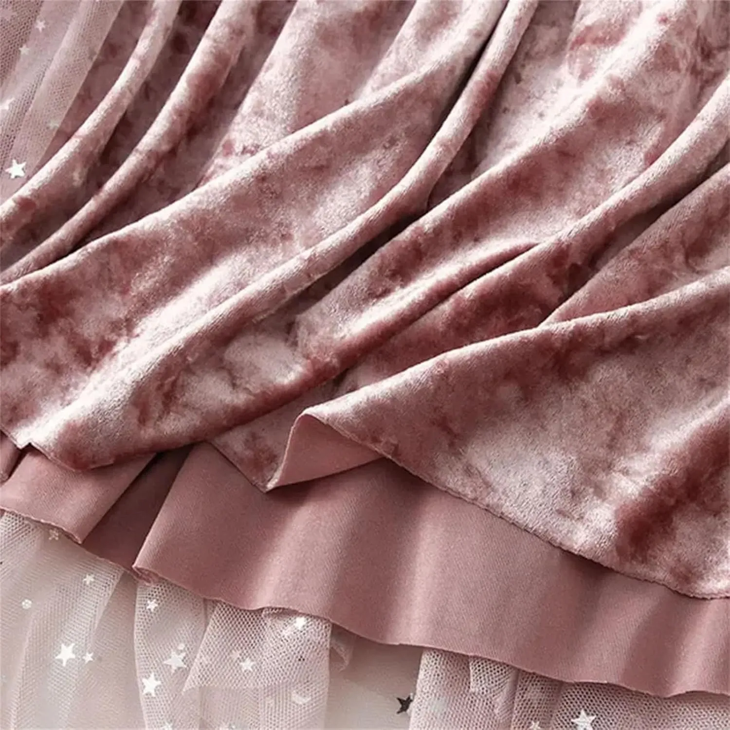 Women's Irregular Sequins Mesh Skirt Korean Elastic Waist Tulle A-Line Skirt
