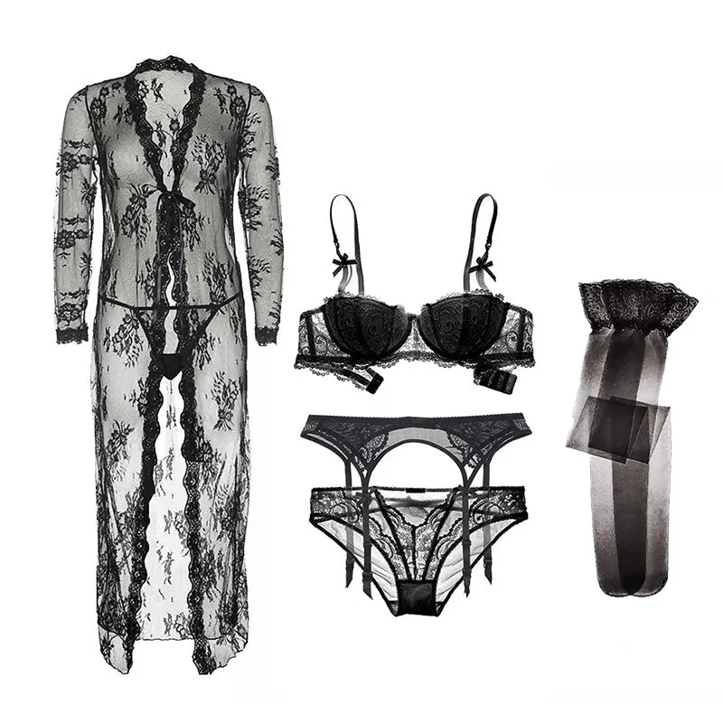Women's Lace Satin Pajamas Set