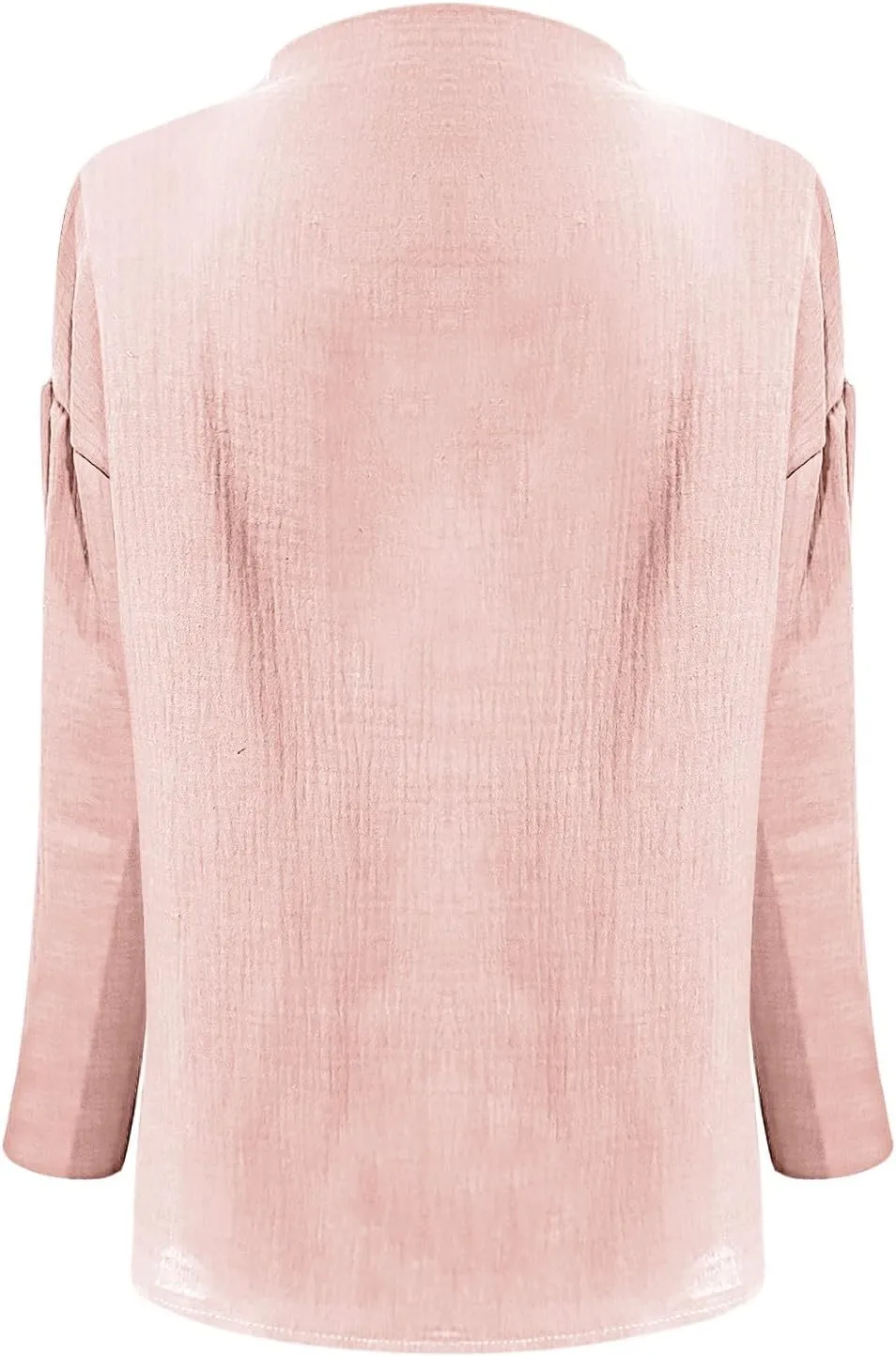 Women's Linen 3/4 Sleeve Blouse Dressy Casual Crew Neck Summer Beach Tops Loose Fit Crinkle Shirts Flowy Gauze Tunic