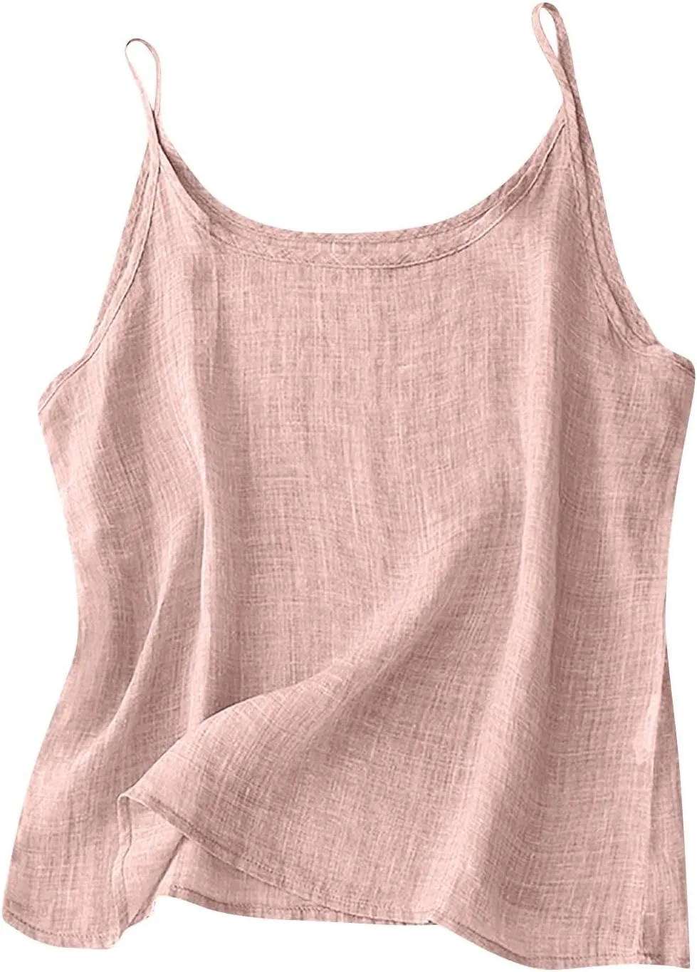 Womens Linen Tank Top Sleeveless Spaghetti Strap Top Casual Solid Color Tops Dressy Fashion Tops Summer Flowy Tank Top