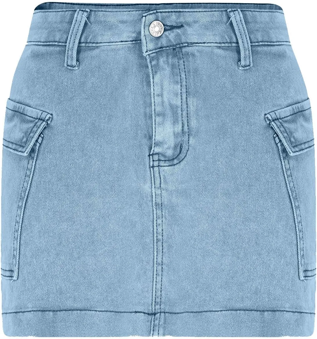 Women's Low Waist Button Bodycon Mini Cargo Denim Skirt with Pocket 2025 Summer Trendy Stretchy Short Pencil Skirts