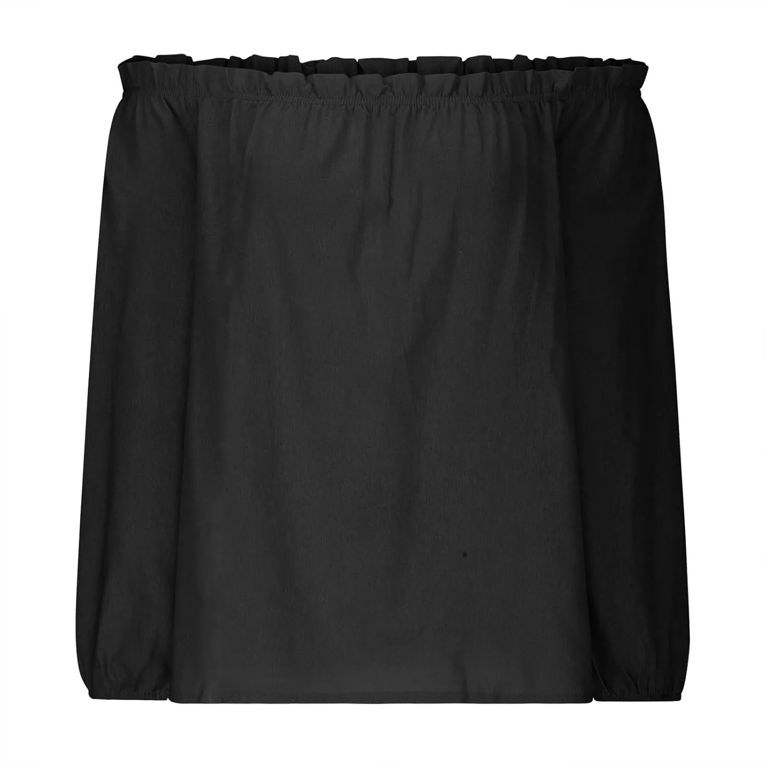 Women's Off The Shoulder TopsTrendy Shirred Neck Long Sleeve Flowy Cotton Linen Blouses Plus Size Solid Beach Shirts