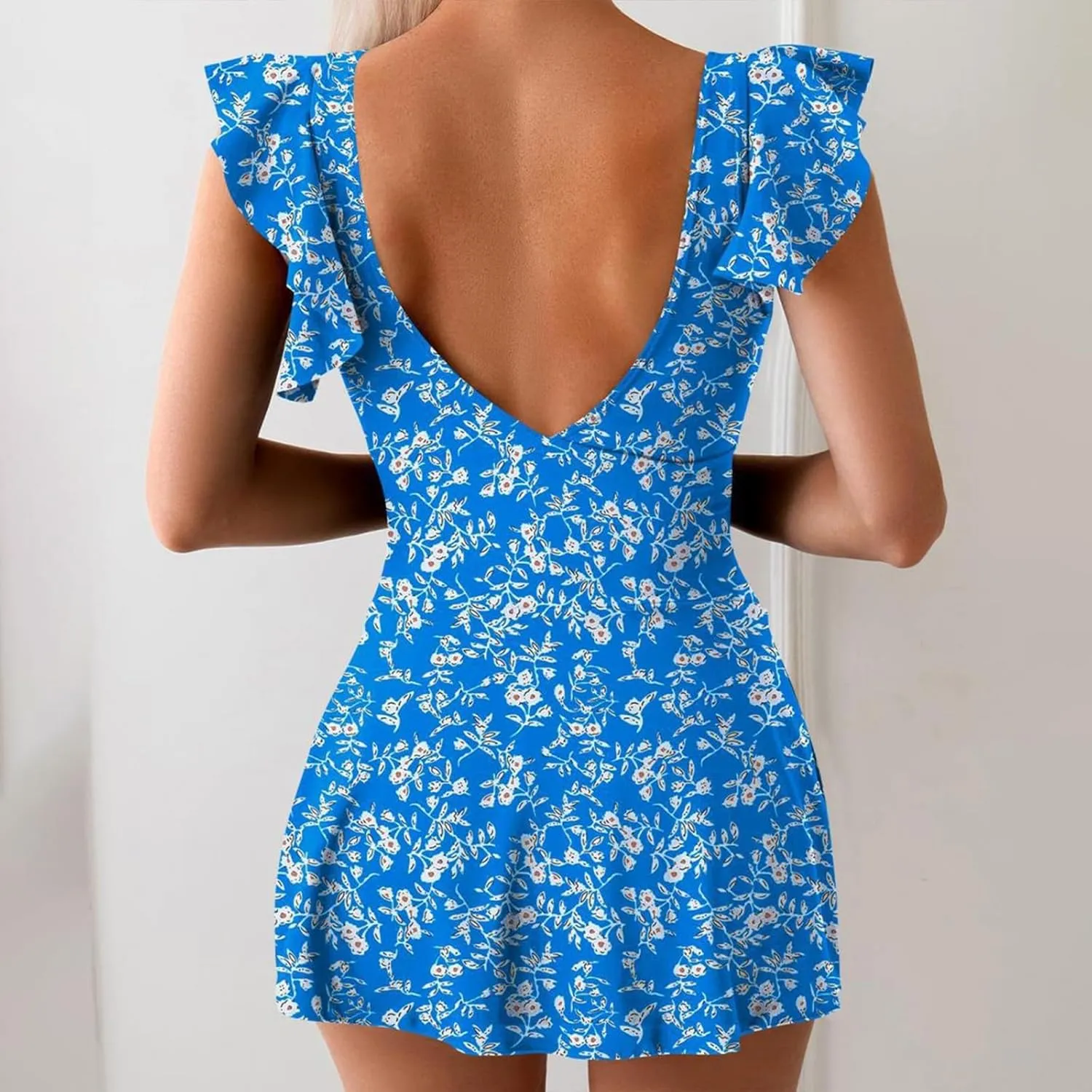 Womens One Piece Swimsuit Lace Print Split Solid Color Swimsuit Color Block One Piece Swim Suits Womens Tummy