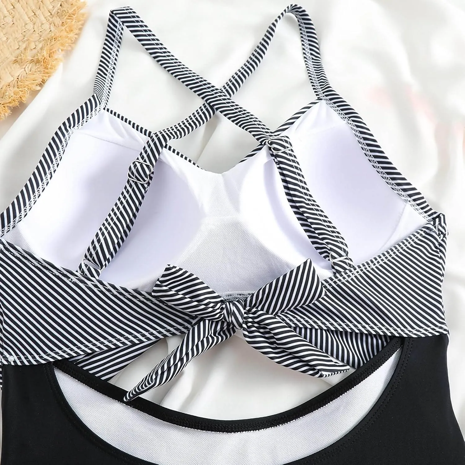Womens One Piece Swimsuits Hanging Neck Strap Backless Swimwear Tummy Control Monokini High Waisted Bathing Suit