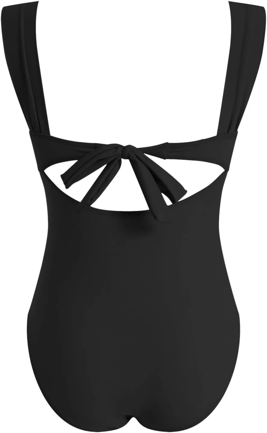 Women's One Piece Swimsuits Tummy Control Cutout High Waisted Bathing Suits Backless One Piece Sexy Monokini Swimwear
