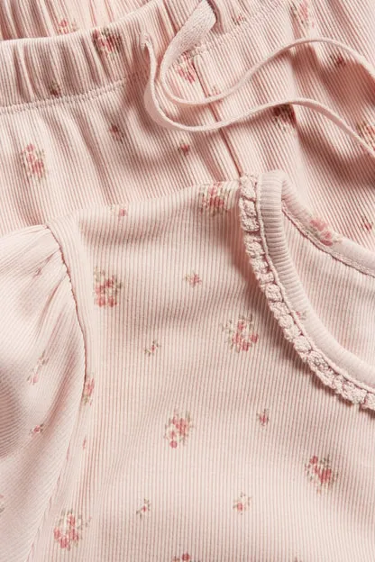 Womens pink floral pyjama-set