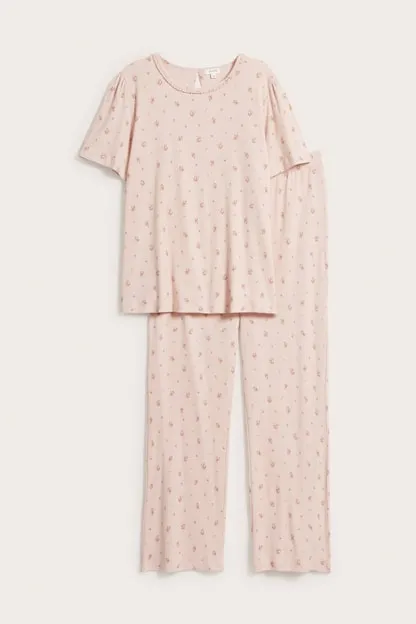 Womens pink floral pyjama-set