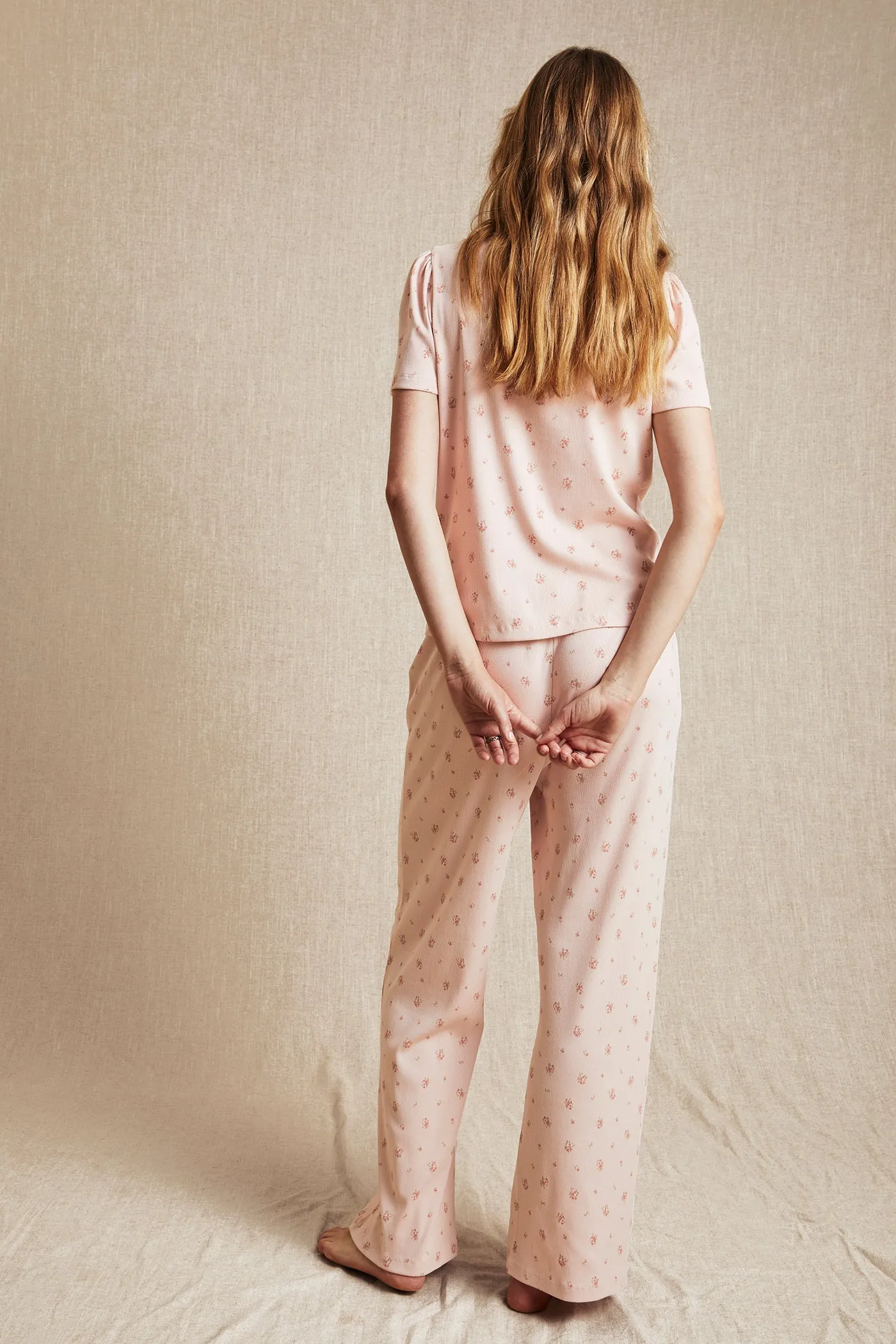 Womens pink floral pyjama-set