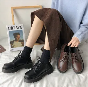 Women's Platform Mary Jane Shoes – JK School Uniform Shoes, Round Toe Lolita Oxford Vintage Style for Girls