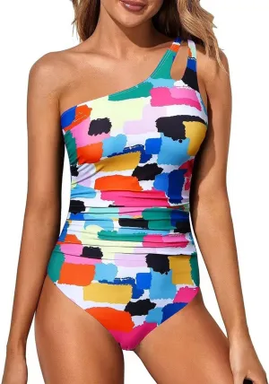 Womens Plus Size Swimsuit One Piece Swimsuit Bathing Suit Ruffle Wrap V Neck Swimwear One Piece Swimsuit One Piece