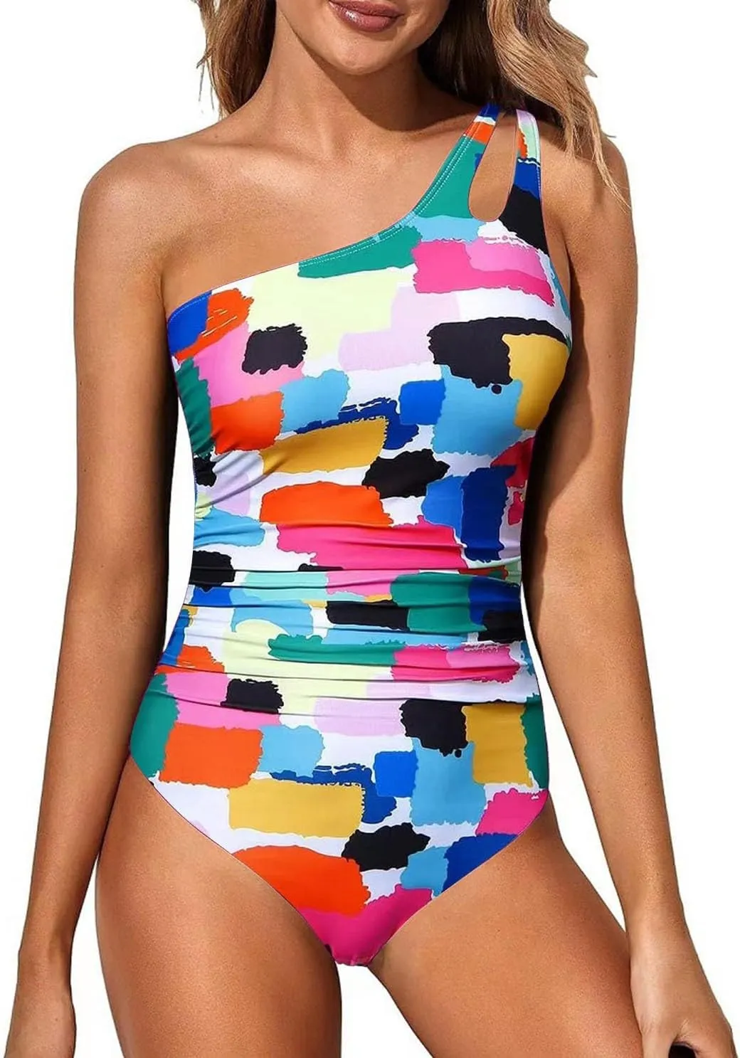 Womens Plus Size Swimsuit One Piece Swimsuit Bathing Suit Ruffle Wrap V Neck Swimwear One Piece Swimsuit One Piece