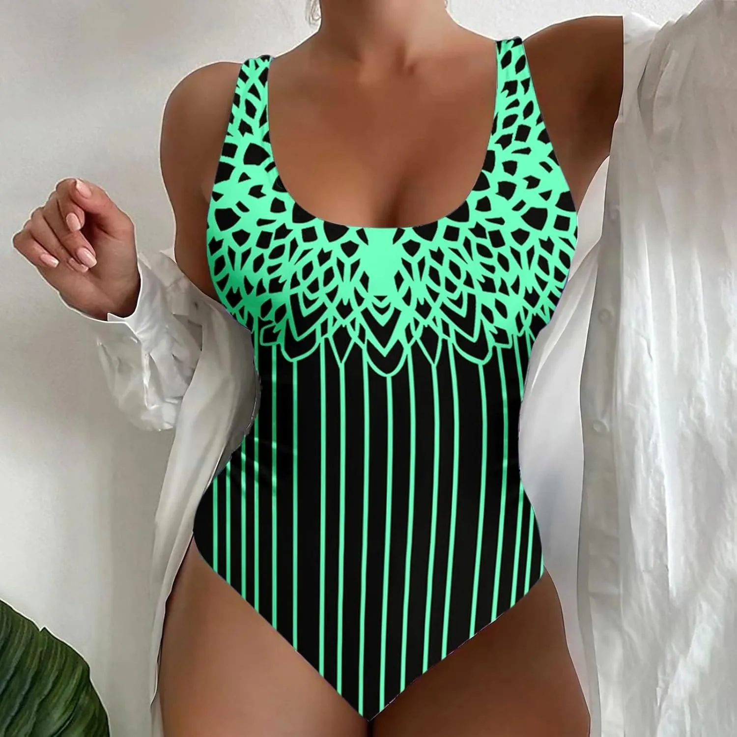 Womens Plus Size Swimsuit One Piece Swimsuit Bathing Suit Ruffle Wrap V Neck Swimwear One Piece Swimsuit One Piece