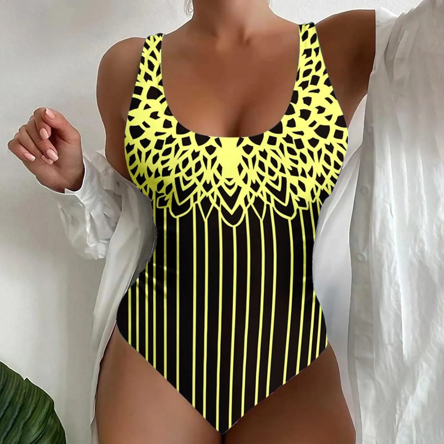 Womens Plus Size Swimsuit One Piece Swimsuit Bathing Suit Ruffle Wrap V Neck Swimwear One Piece Swimsuit One Piece