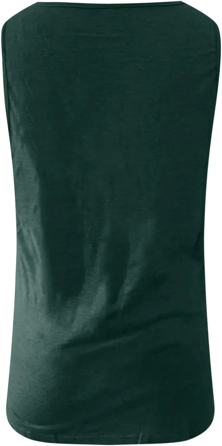 Womens Plus Size Tank Tops U Neck Tanks Summer Sleeveless Henley T-Shirts Tops Casual Button Down Tunics Shirts