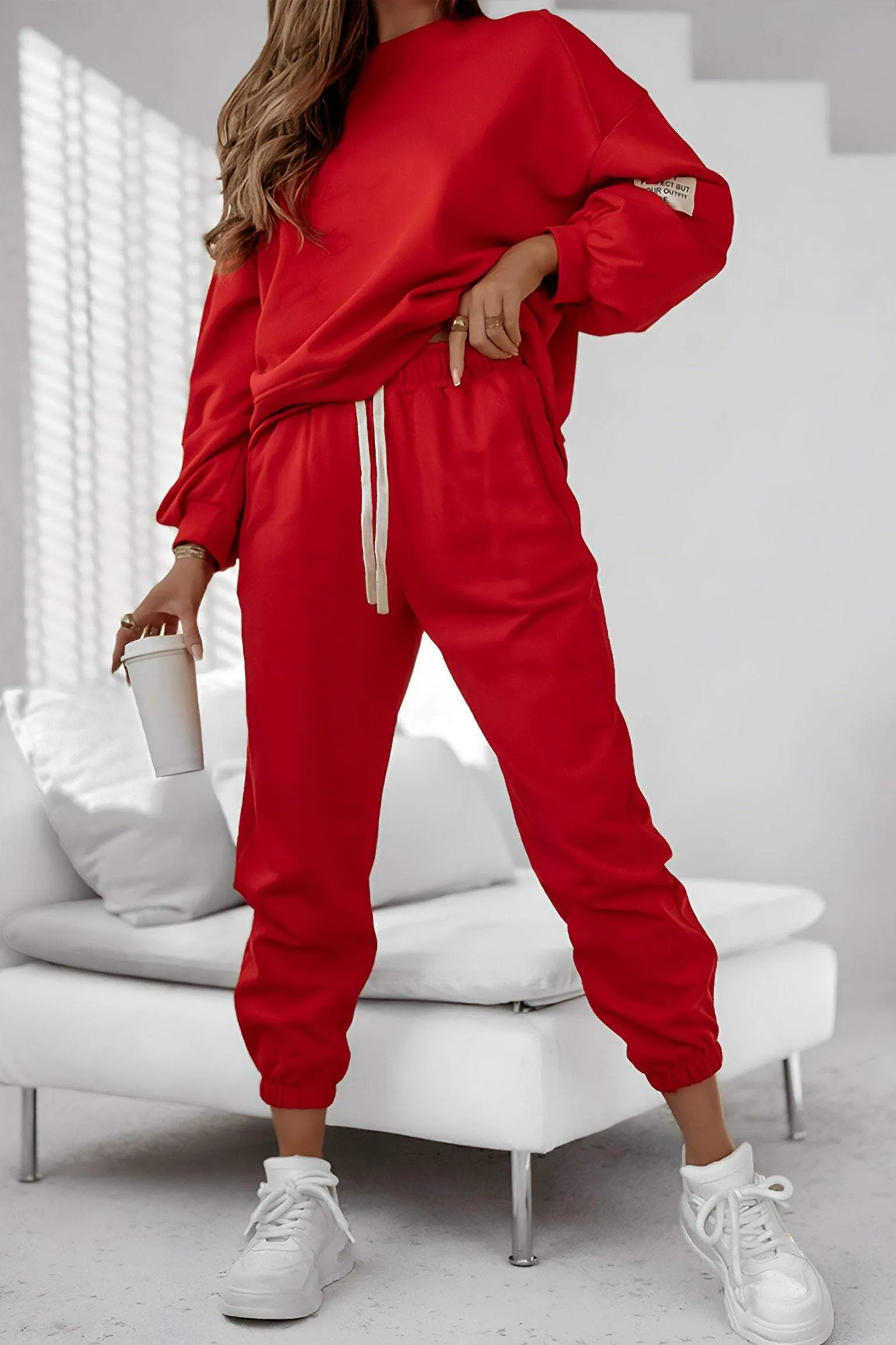 Women's Round Neck Long Sleeve Casual Suit