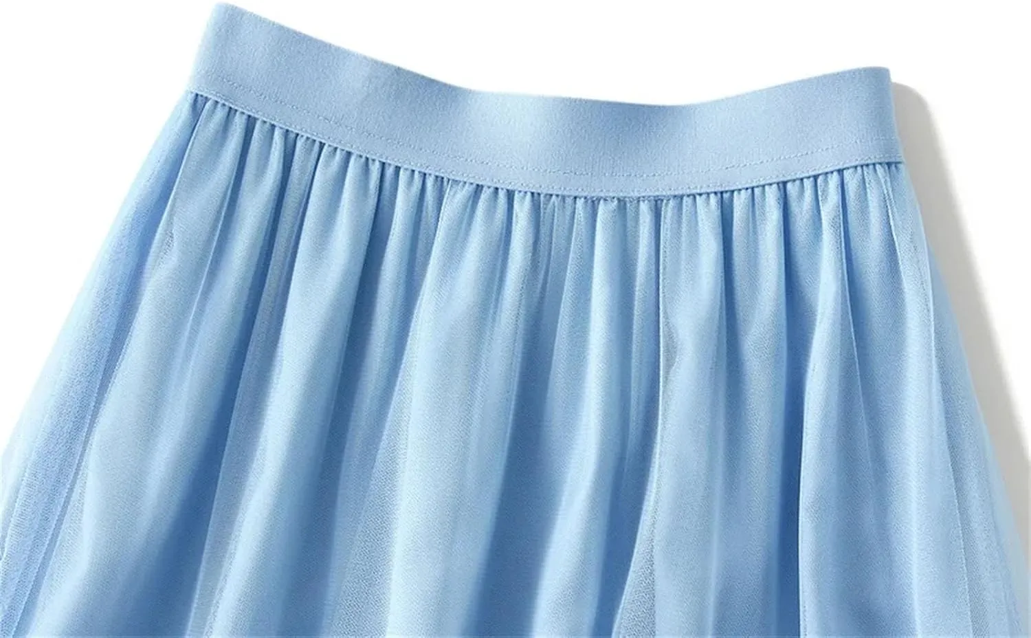 Women's Ruffle Mesh A-Line Tulle Skirt Korean Casual Folds Long Skirts