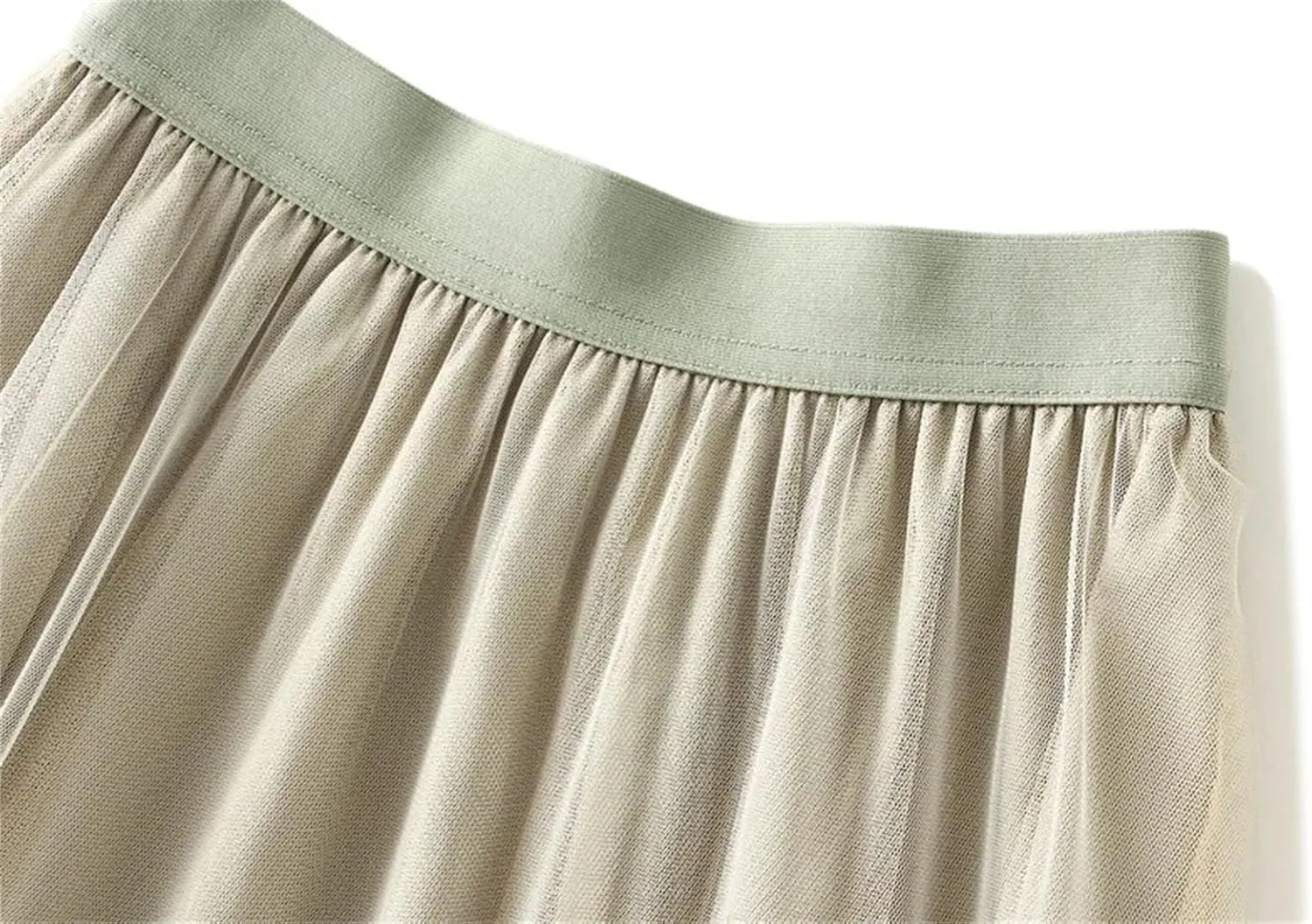 Women's Ruffle Mesh A-Line Tulle Skirt Korean Casual Folds Long Skirts
