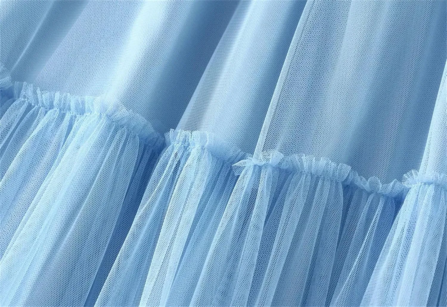 Women's Ruffle Mesh A-Line Tulle Skirt Korean Casual Folds Long Skirts