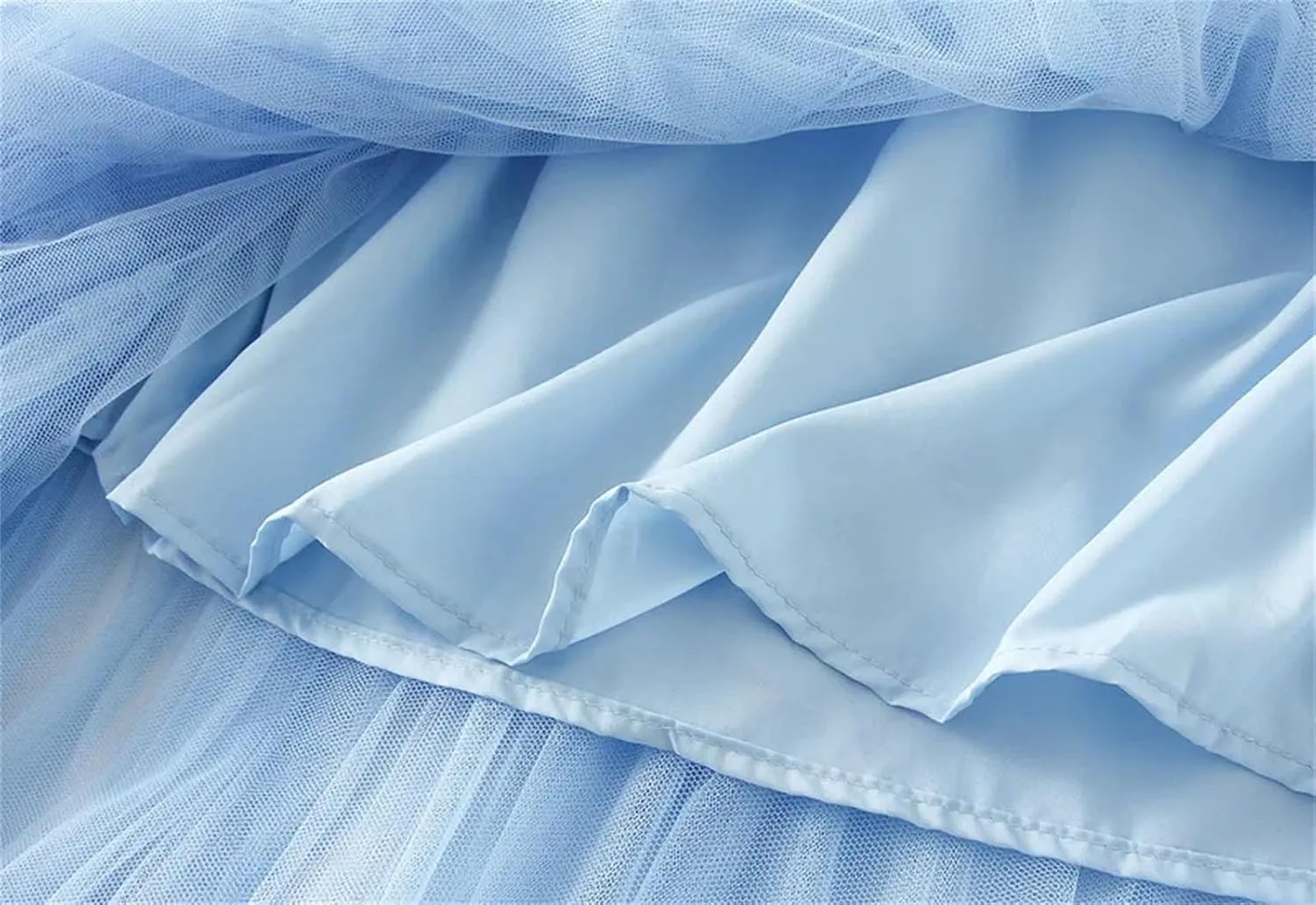 Women's Ruffle Mesh A-Line Tulle Skirt Korean Casual Folds Long Skirts