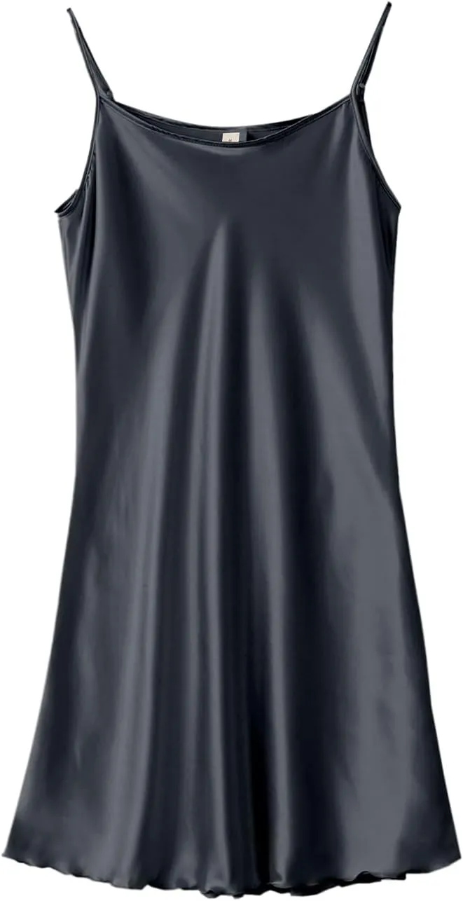 Women's Satin Nightgown Silk Slip Dress Sleepwear Sexy V Neck Negligee Lingerie Short Nightwear