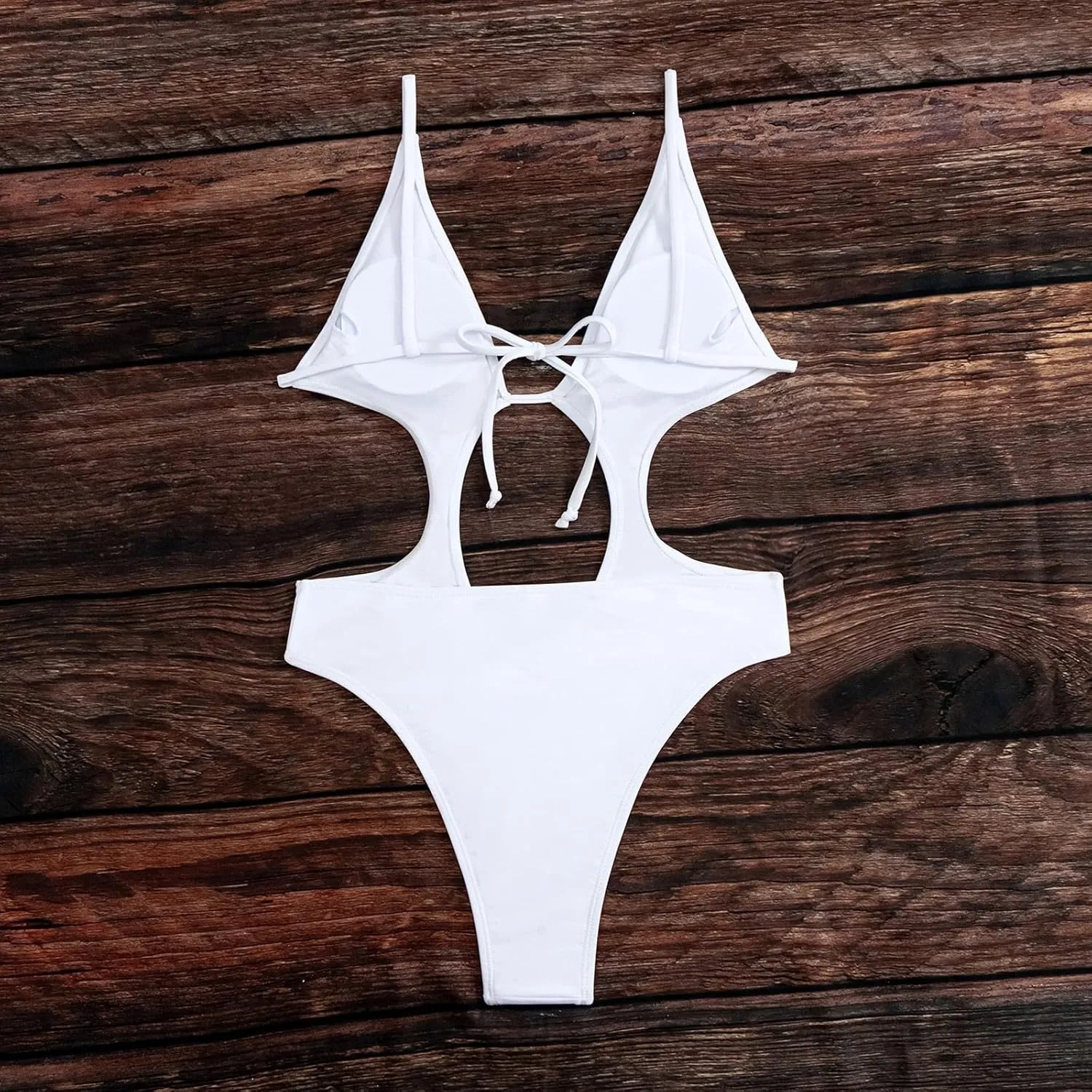 Women's Sexy Cutout Backless One Piece Swimsuit High Waisted Wrapped Back Tie Bathing Suit Tummy Control Slimming Swimwear