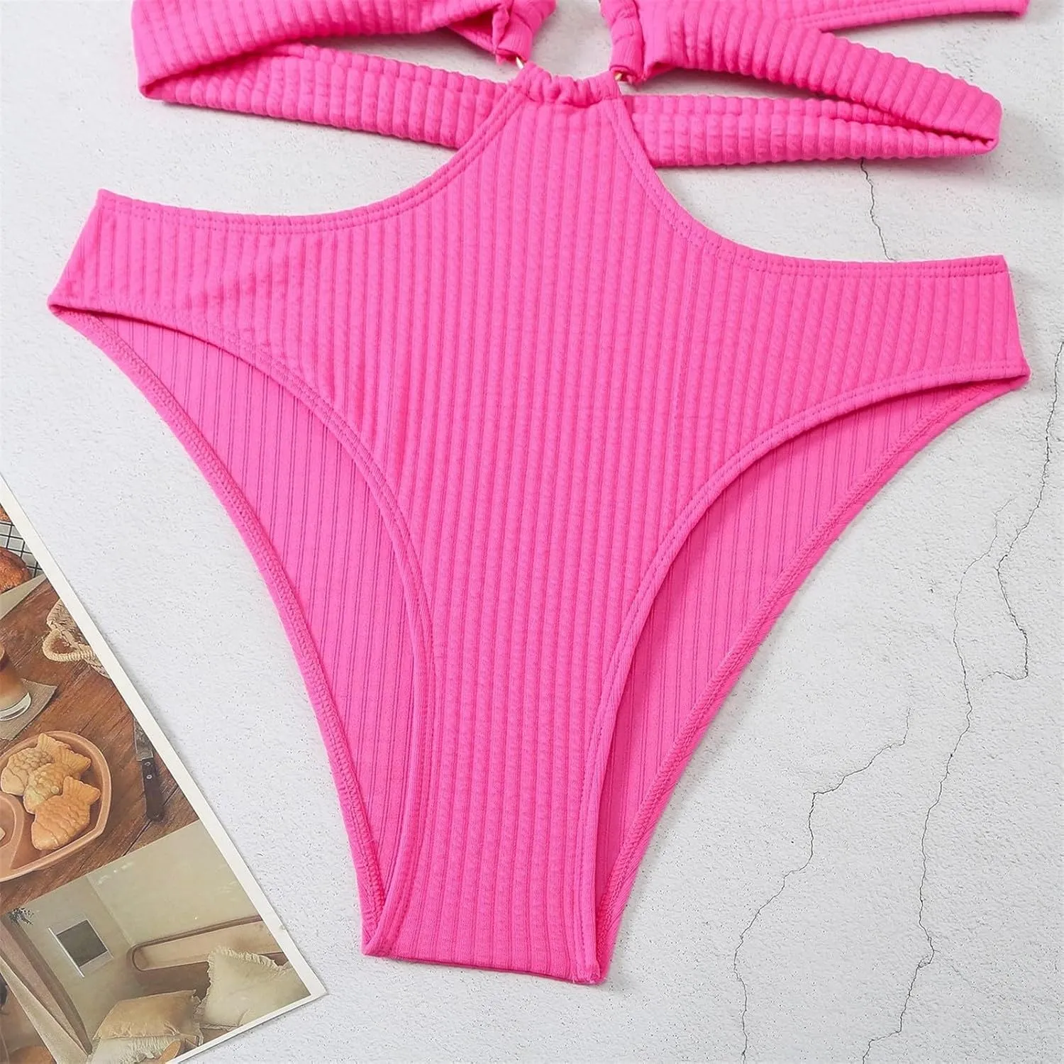 Womens Sexy Deep V Neck Cutout One Piece Swimsuits O Ring Push Up Backless Bathing Suits Tummy Control Modest Swimwear
