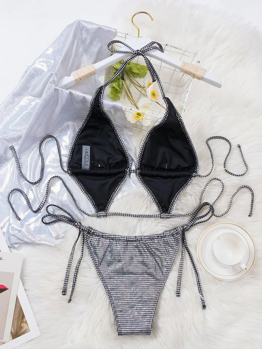 Women's Sexy Halter String Bikini Set - Plunge Swimwear for Beach & Pool