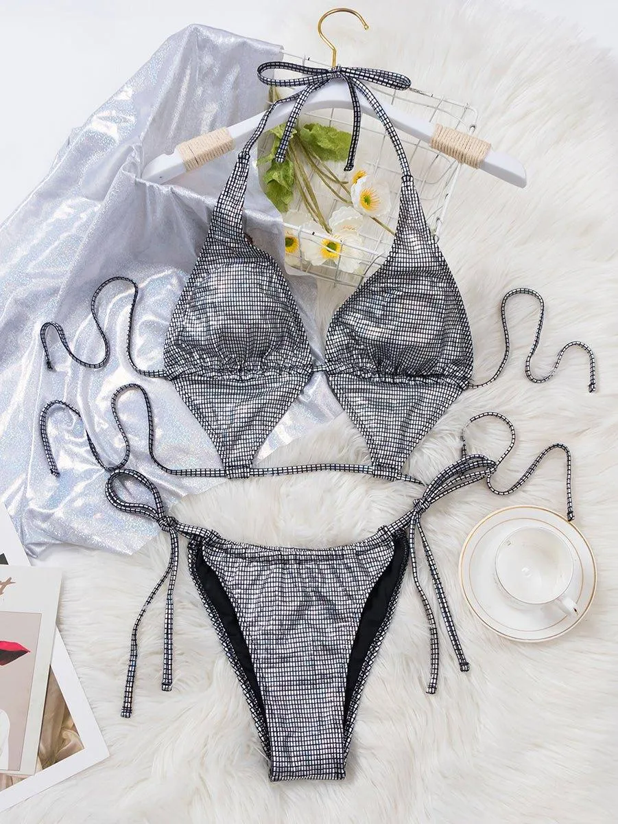 Women's Sexy Halter String Bikini Set - Plunge Swimwear for Beach & Pool