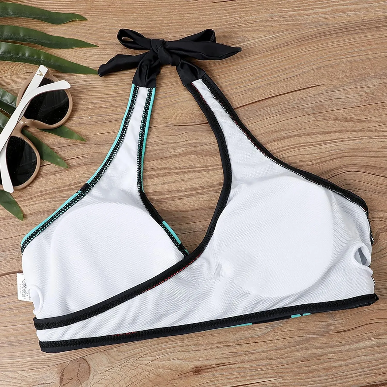 Women's Sexy High Waisted Bikini Sets Twist Front Two Piece Color Block Halter Swimsuit Push Up Bathing Suit Beach Outfits