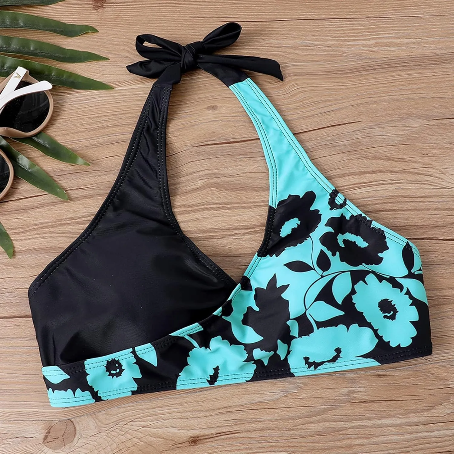 Women's Sexy High Waisted Bikini Sets Twist Front Two Piece Color Block Halter Swimsuit Push Up Bathing Suit Beach Outfits