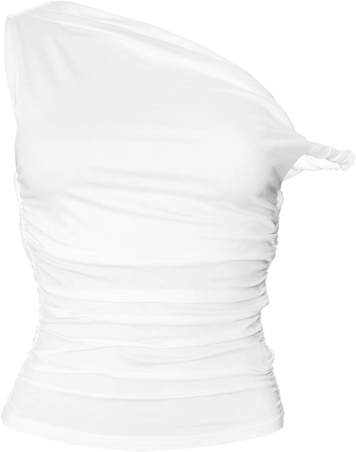 Women's Sexy One Shoulder Asymmetric Tank Tops, Fashion Sleeveless Bodycon Slim Summer Shirts Streetwear Y2K Clothes