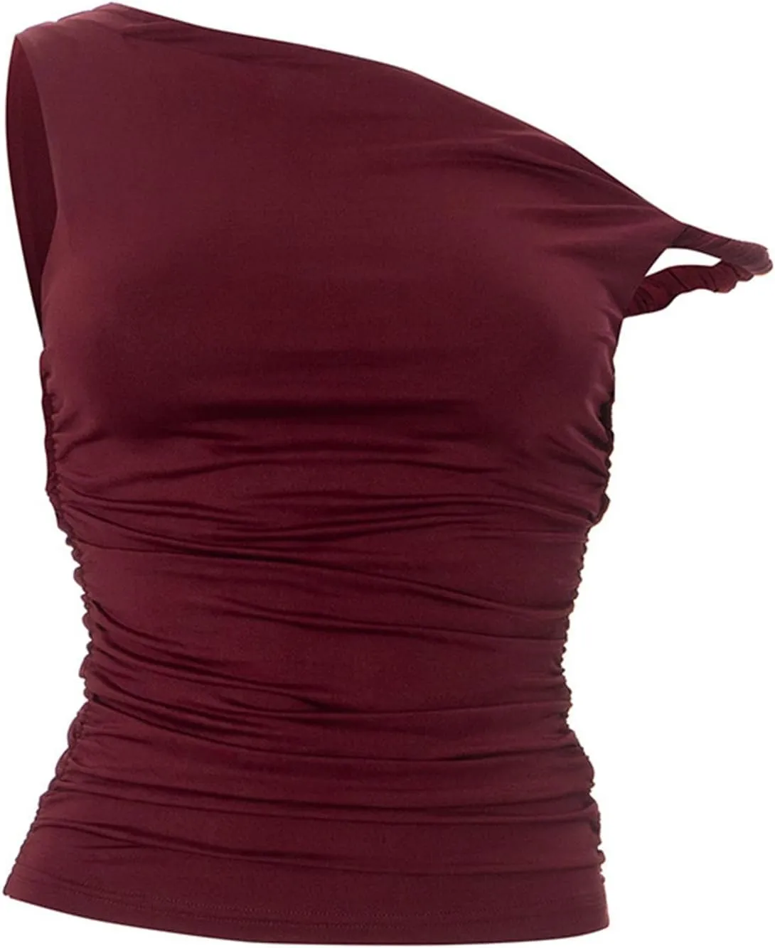 Women's Sexy One Shoulder Asymmetric Tank Tops, Fashion Sleeveless Bodycon Slim Summer Shirts Streetwear Y2K Clothes