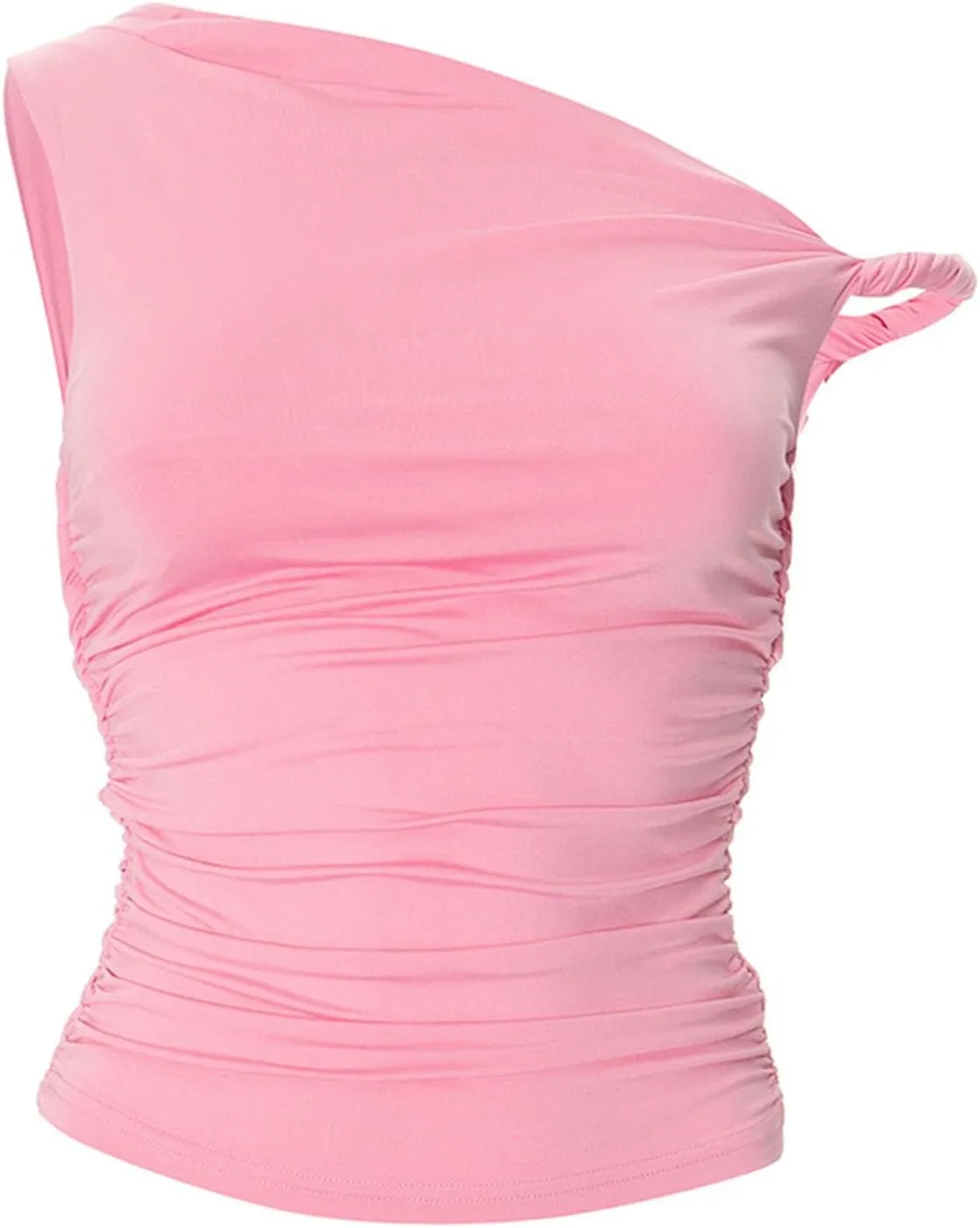Women's Sexy One Shoulder Asymmetric Tank Tops, Fashion Sleeveless Bodycon Slim Summer Shirts Streetwear Y2K Clothes