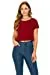 Women's Short Sleeve Slim Fit Sexy Round Neck Black Blouse Crop Top - Small