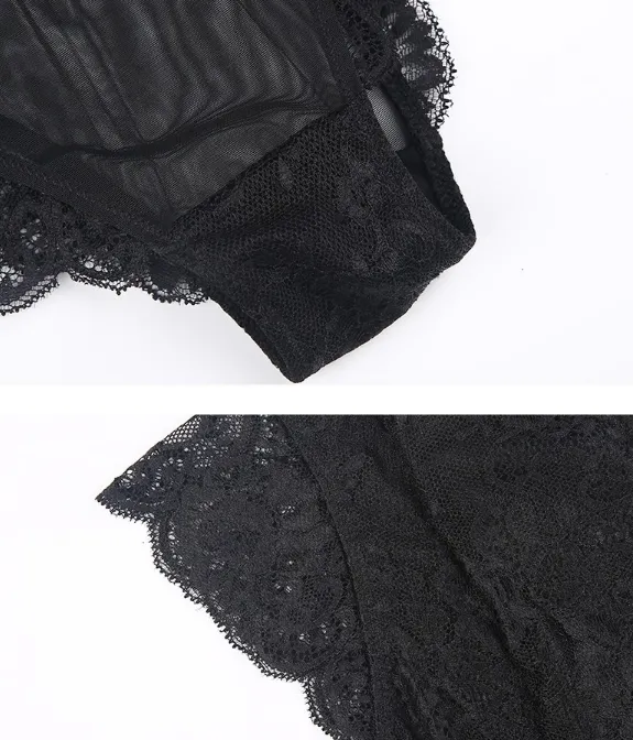Women's Sleeveless Black Lace Bodysuit