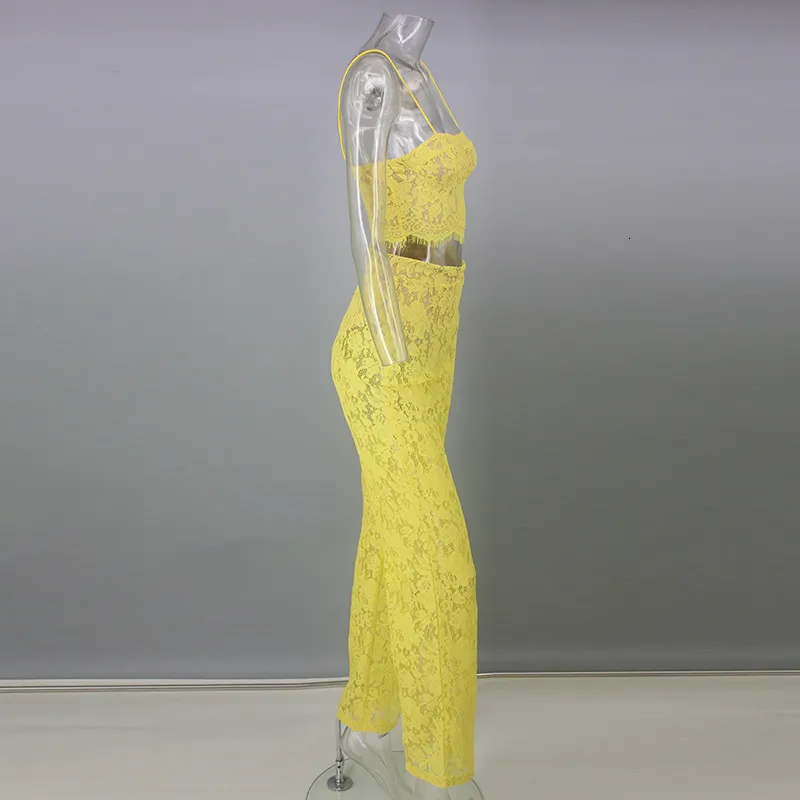 Women's Sleeveless Lace Two-Piece Jumpsuit With Zipper