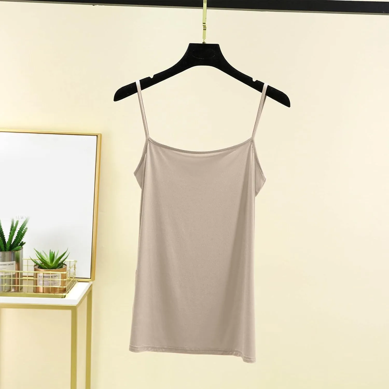 Women's Spaghetti Strap Camisole, Summer Casual Fashion Sleeveless Tank Shirts Comfy Breathable Side Split Tops