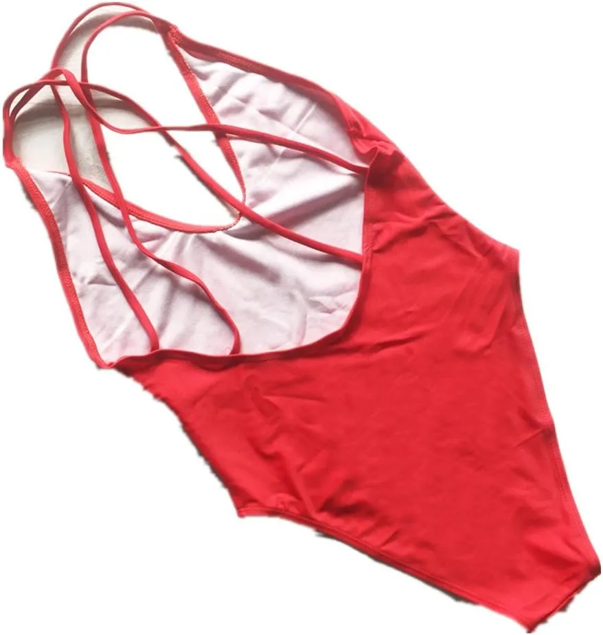Women'S Strappy Swimwear One Piece Bikini Swimsuits Blackless Monokinis