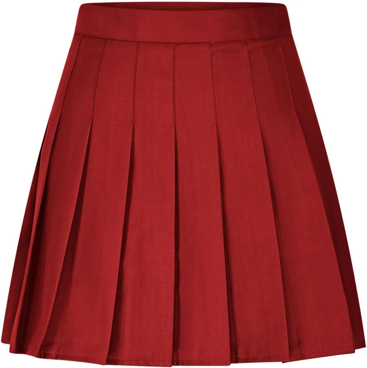 Womens Stretchy Pleated Mini Skirt High Waisted Solid Club Y2k School A-line Skirt A-Line Skater with Lining Shorts