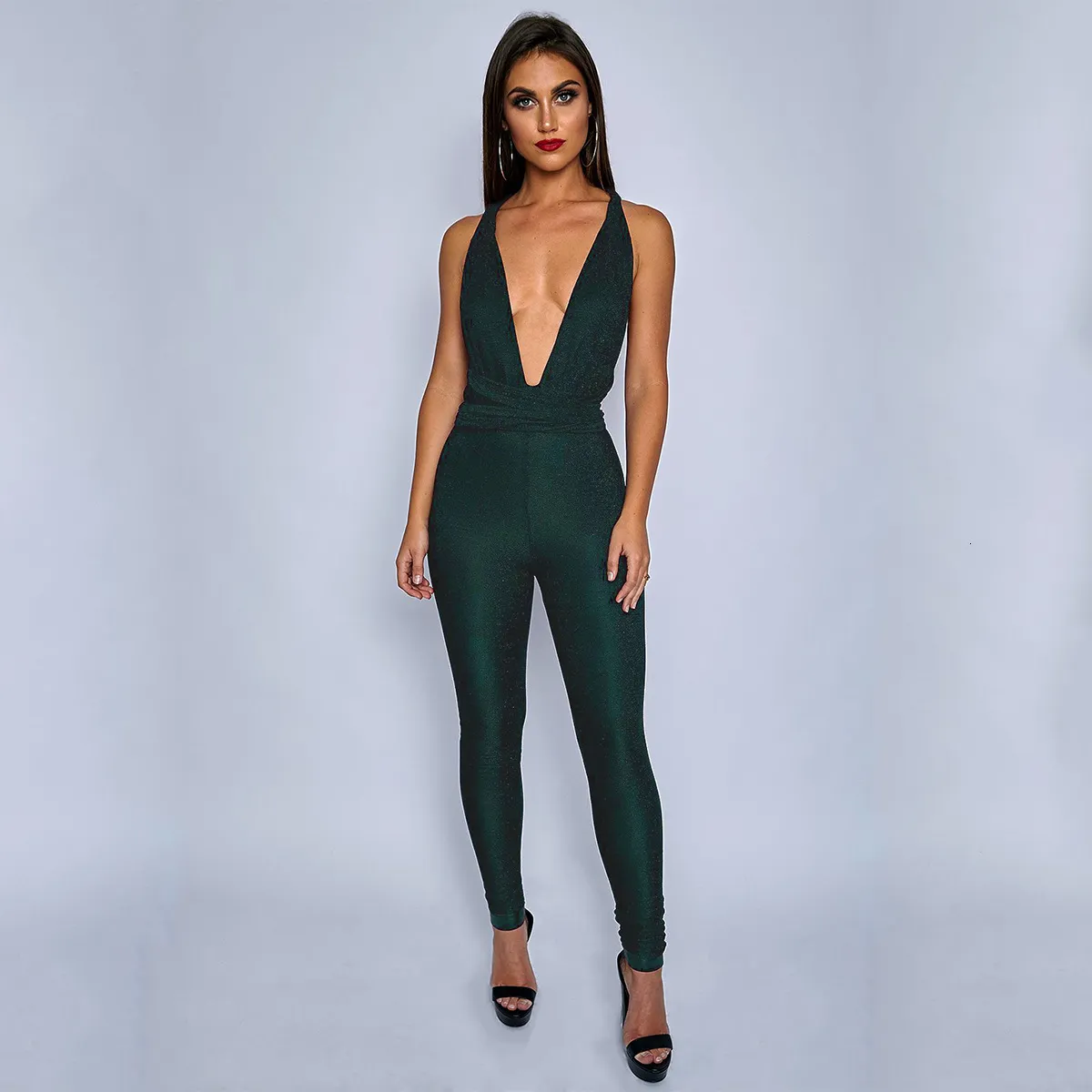 Women's Summer Casual V-Neck Sleeveless Jumpsuit