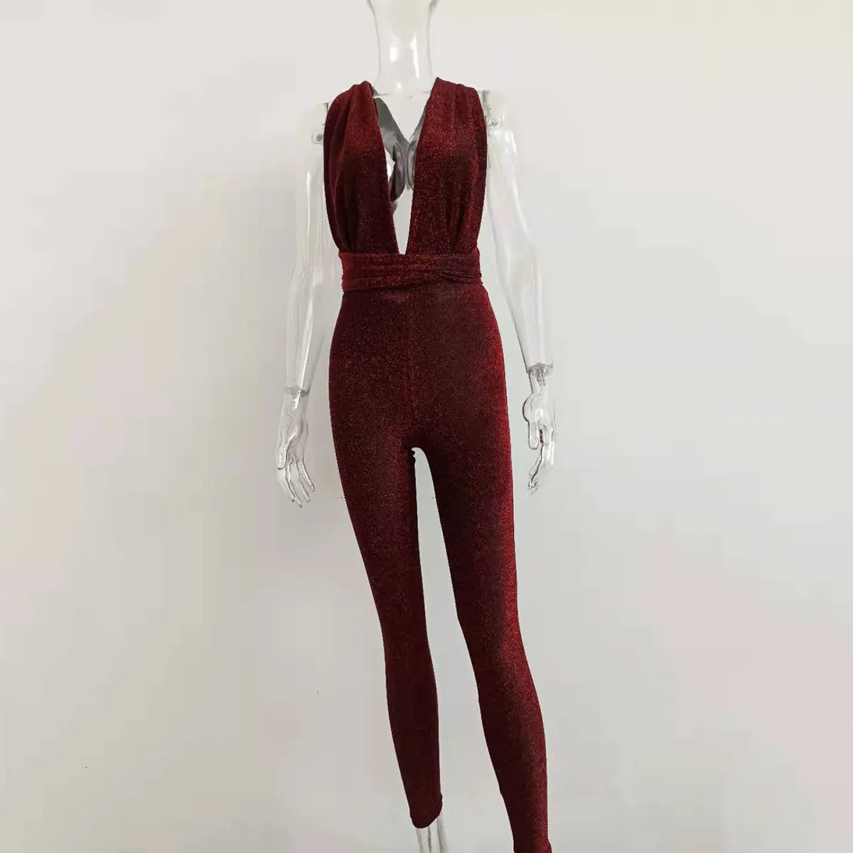 Women's Summer Casual V-Neck Sleeveless Jumpsuit