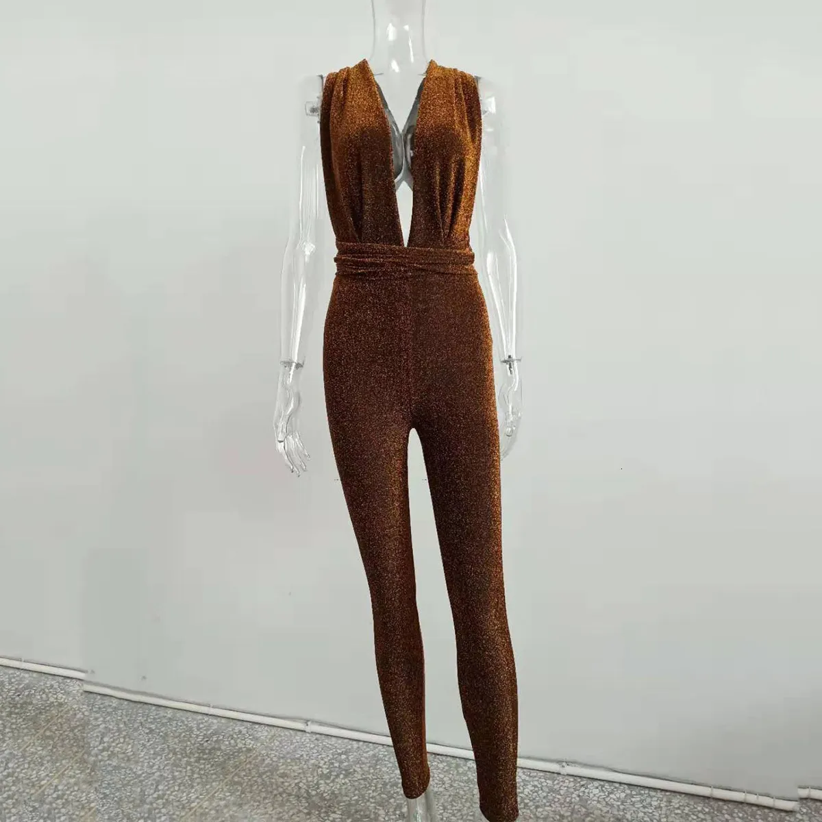 Women's Summer Casual V-Neck Sleeveless Jumpsuit