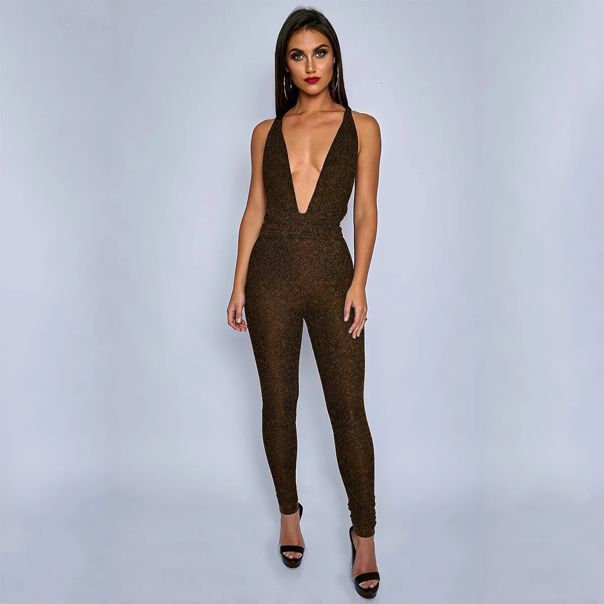 Women's Summer Casual V-Neck Sleeveless Jumpsuit