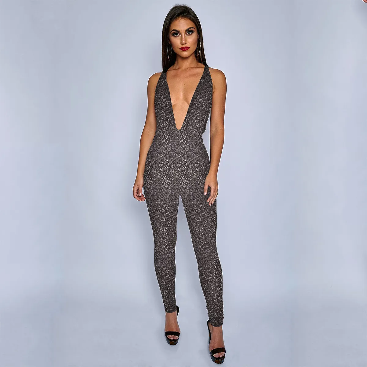Women's Summer Casual V-Neck Sleeveless Jumpsuit