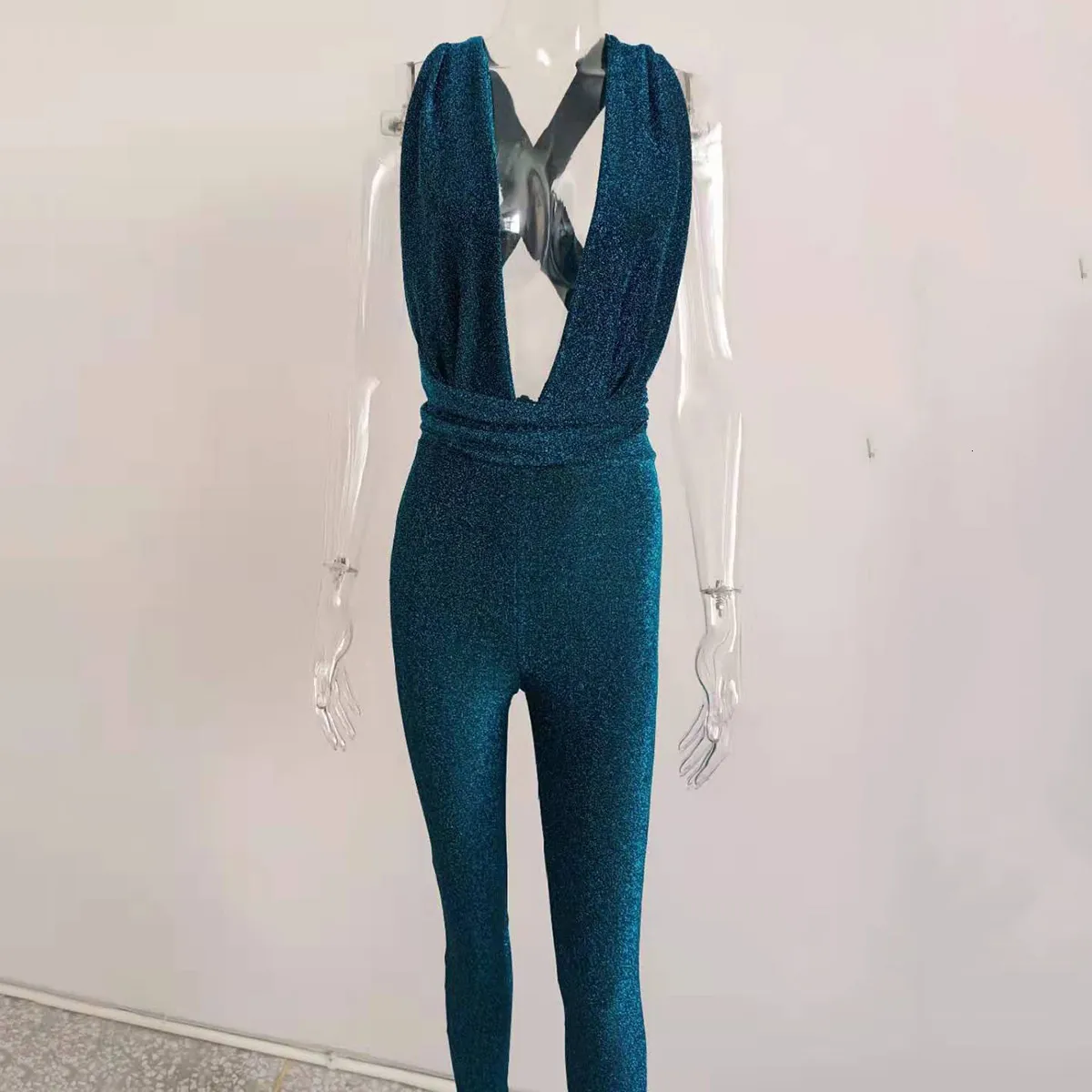 Women's Summer Casual V-Neck Sleeveless Jumpsuit