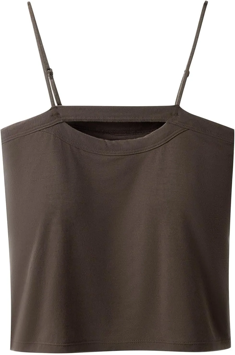 Women's Summer Crop Camisole Tops Built in Bra, Sleeveless Spaghetti Strap Cool Casual Shirts Basic Cami