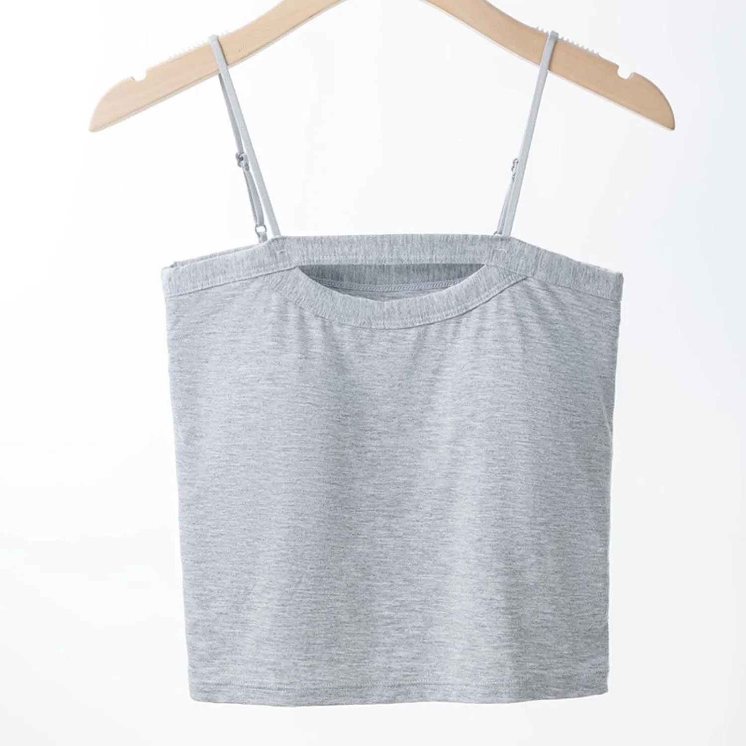 Women's Summer Crop Camisole Tops Built in Bra, Sleeveless Spaghetti Strap Cool Casual Shirts Basic Cami