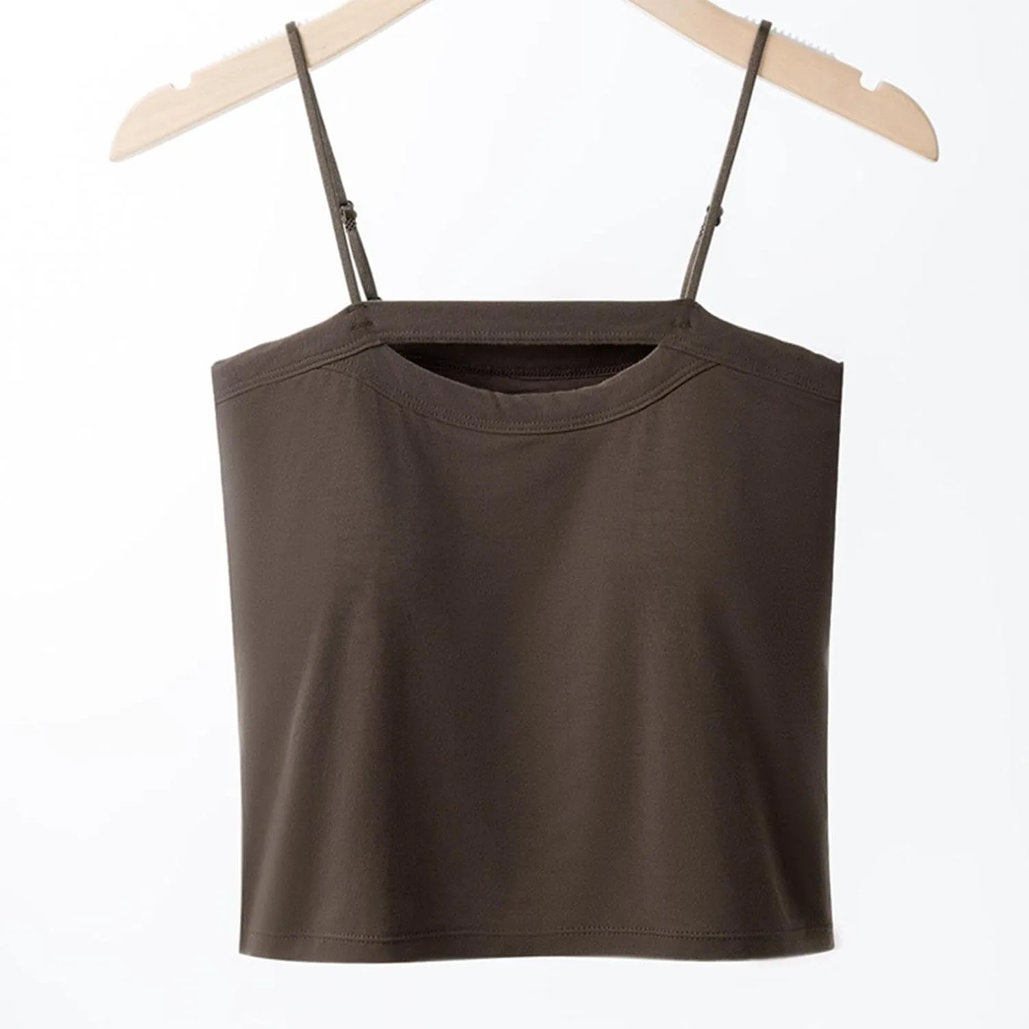 Women's Summer Crop Camisole Tops Built in Bra, Sleeveless Spaghetti Strap Cool Casual Shirts Basic Cami